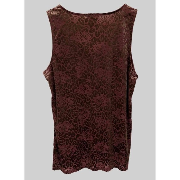 Finn & Grace Velvet Burnout Tank Top Womens XS Burgundy y2k Retro Shimmery - Picture 2 of 7